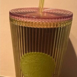 Starbucks Wicked Pink and Green Tumbler with Straw